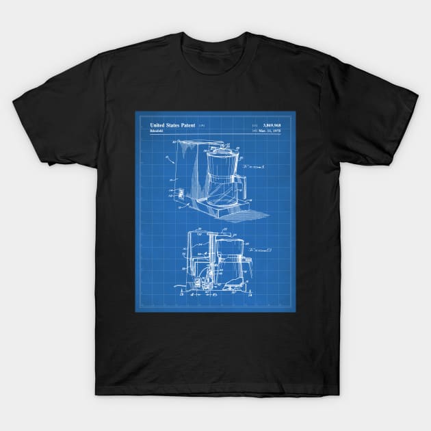 Coffee Maker Patent - Coffee Lover Kitchen Cafe Decor Art - Blueprint T-Shirt by patentpress